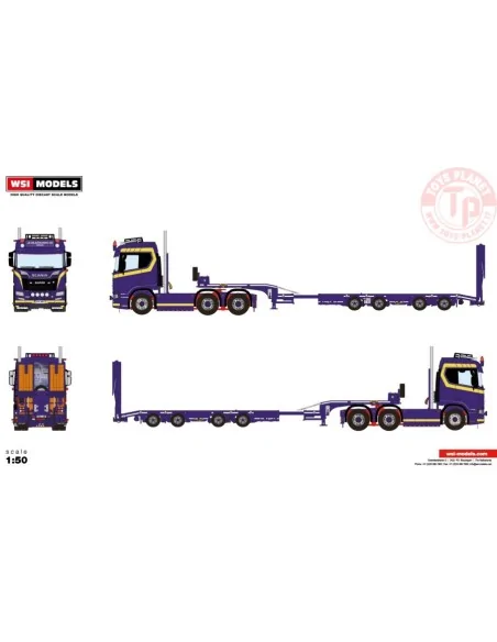 SCANIA R NORMAL CR20N 6X2 TAG AXLE SEMI WHEEL WELL LOW LOADER - 4 AXLE JB BILBÄRGNING WSI 01-4282 WSI MODELS