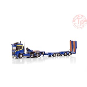 SCANIA R NORMAL CR20N 6X2 TAG AXLE SEMI WHEEL WELL LOW LOADER - 4 AXLE JB BILBÄRGNING WSI 01-4282 WSI MODELS