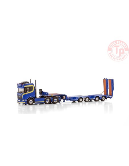 SCANIA R NORMAL CR20N 6X2 TAG AXLE SEMI WHEEL WELL LOW LOADER - 4 AXLE JB BILBÄRGNING WSI 01-4282 WSI MODELS