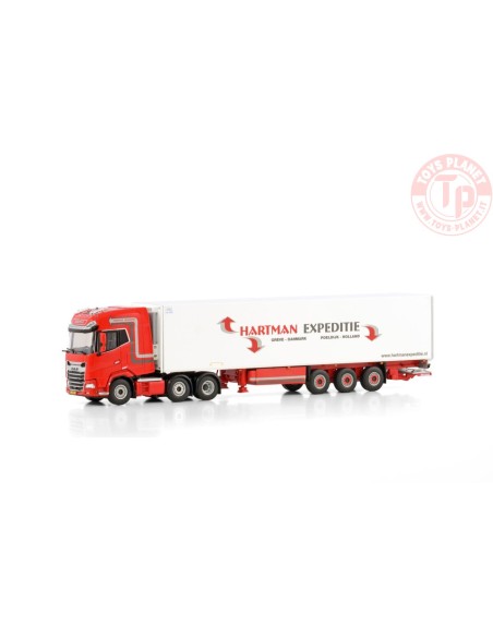 DAF XG+ 6X2 TWINSTEER REEFER TRAILER - 3 AXLE Hartman Expeditie WSI 01-4218 WSI MODELS
