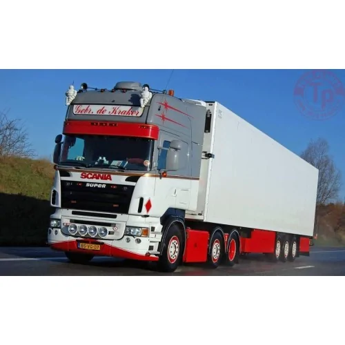 SCANIA R5 TOPLINE 6X2 TWIN STEER REEFER TRAILER - 3 AXLE DE KRAKER WSI 01-4105 WSI MODELS