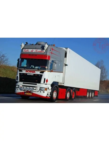 SCANIA R5 TOPLINE 6X2 TWIN STEER REEFER TRAILER - 3 AXLE DE KRAKER WSI 01-4105 WSI MODELS SCANIA R5 TOPLINE 6X2 TWIN STEER REEFER TRAILER - 3 AXLE DE KRAKER WSI 01-4105 WSI MODELS