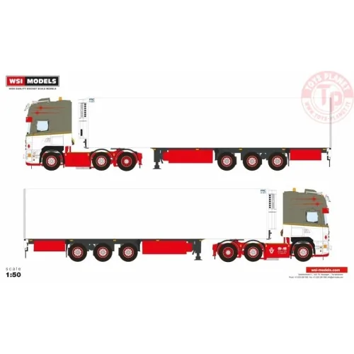 SCANIA R5 TOPLINE 6X2 TWIN STEER REEFER TRAILER - 3 AXLE DE KRAKER WSI 01-4105 WSI MODELS