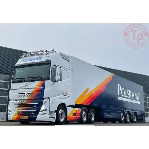 VOLVO FH5 GLOBETROTTER XL 6X2 TWIN STEER REEFER TRAILER - 3 AXLE POLSKAMP MEAT INDUSTRIES WSI 01-4228 WSI MODELS