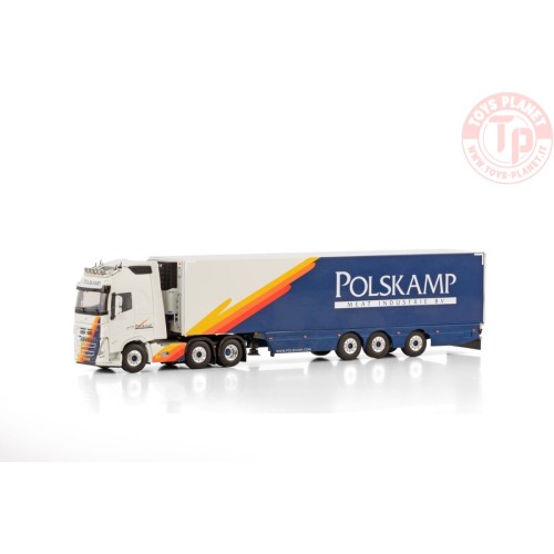 VOLVO FH5 GLOBETROTTER XL 6X2 TWIN STEER REEFER TRAILER - 3 AXLE POLSKAMP MEAT INDUSTRIES WSI 01-4228 WSI MODELS