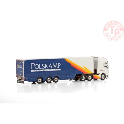 VOLVO FH5 GLOBETROTTER XL 6X2 TWIN STEER REEFER TRAILER - 3 AXLE POLSKAMP MEAT INDUSTRIES WSI 01-4228 WSI MODELS