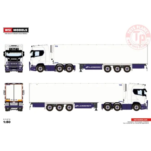 SCANIA S HIGHLINE CS20H 6X2 TWIN STEER REEFER TRAILER - 3 AXLE F.L.T WSI 01-4334 WSI MODELS