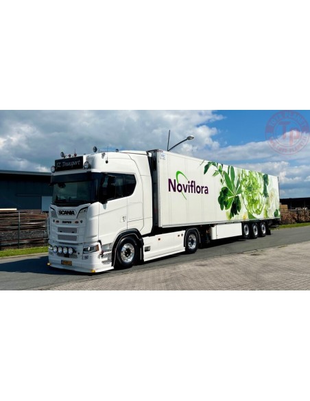 SCANIA S HIGHLINE CS20H 4X2 REEFER TRAILER - 3 AXLE JZ Transport Noviflora WSI 01-4677 WSI MODELS