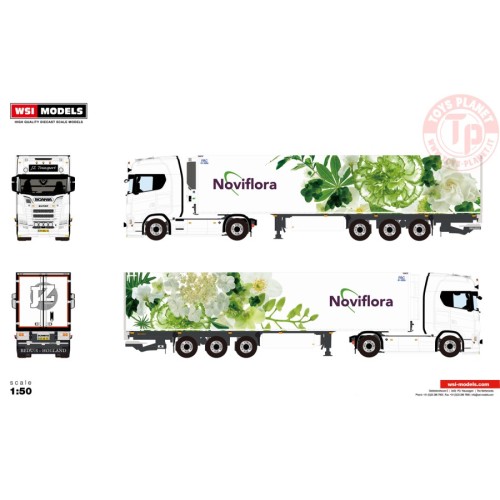 SCANIA S HIGHLINE CS20H 4X2 REEFER TRAILER - 3 AXLE JZ Transport Noviflora WSI 01-4677 WSI MODELS