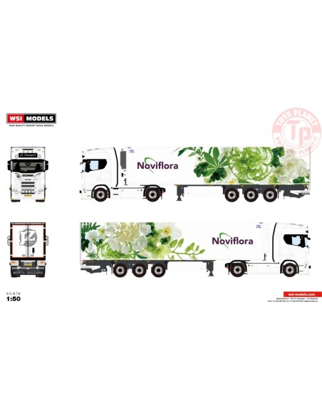 SCANIA S HIGHLINE CS20H 4X2 REEFER TRAILER - 3 AXLE JZ Transport Noviflora WSI 01-4677 WSI MODELS SCANIA S HIGHLINE CS20H 4X2 REEFER TRAILER - 3 AXLE JZ Transport Noviflora WSI 01-4677 WSI MODELS