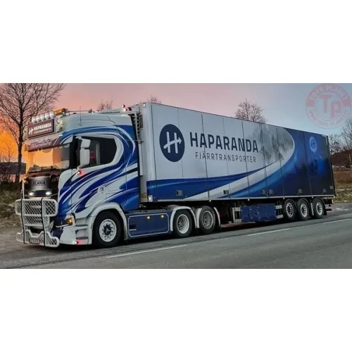 SCANIA S HIGHLINE CS20H 6X2 TAG AXLE REEFER TRAILER - 3 AXLE HAPARANDA FJÄRRTRANSPORT WSI 01-4223 WSI MODELS