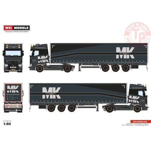 RENAULT TRUCKS T HIGH 4X2 CURTAINSIDE TRAILER - 3 AXLE MARK VAN DEN KERKHOF WSI 01-4273 WSI MODELS