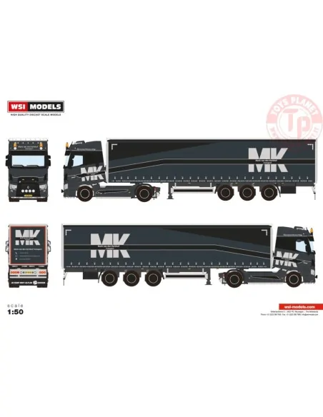RENAULT TRUCKS T HIGH 4X2 CURTAINSIDE TRAILER - 3 AXLE MARK VAN DEN KERKHOF WSI 01-4273 WSI MODELS