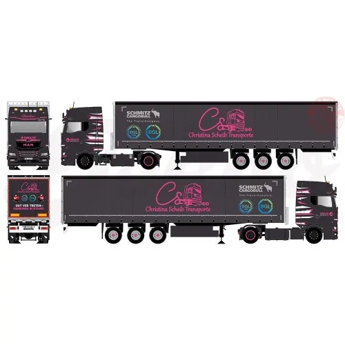 MAN TGX GX met 3-assige schuifzeilen oplegger Christina Scheib Transporte TEKNO 86035 TEKNO