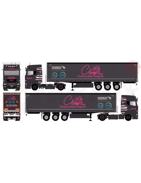 MAN TGX GX met 3-assige schuifzeilen oplegger Christina Scheib Transporte TEKNO 86035 TEKNO MAN TGX GX met 3-assige schuifzeilen oplegger Christina Scheib Transporte TEKNO 86035 TEKNO