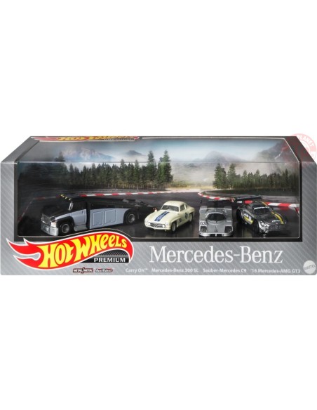 CARRY ON-MERCEDES-BENZ 300 SL-SAUBER-MERCEDES C9-'16 MERCEDES-AMG GT3 1/64 HOT WHEELS GRN85 HOT WHEELS