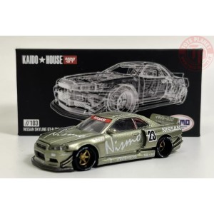 NISSAN SKYLINE GT-R (R34)-KAIDO WORKS V4-GREEN 1/64 KHMG103 MINI GT