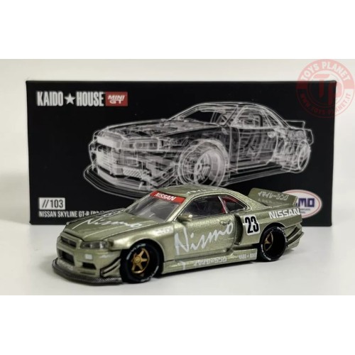 NISSAN SKYLINE GT-R (R34)-KAIDO WORKS V4-GREEN 1/64 KHMG103 Mini Gt
