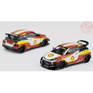 SHELL TOYOTA PANDEM GR YARIS-WHITE/RED/YELLOW 1/64 PR64-39 POP RACE