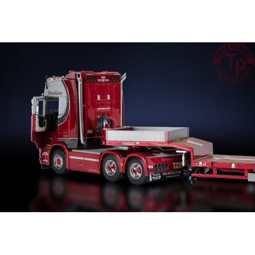 SCANIA S SERIE HIGH ROOF 6X4 WITH NOOTEBOOM MCOS SEMI LOW LOADER 4 AXLE WITH RAMPS HEJNE MØLLER PEDERSEN IMC 32-0216 IMC MODELS