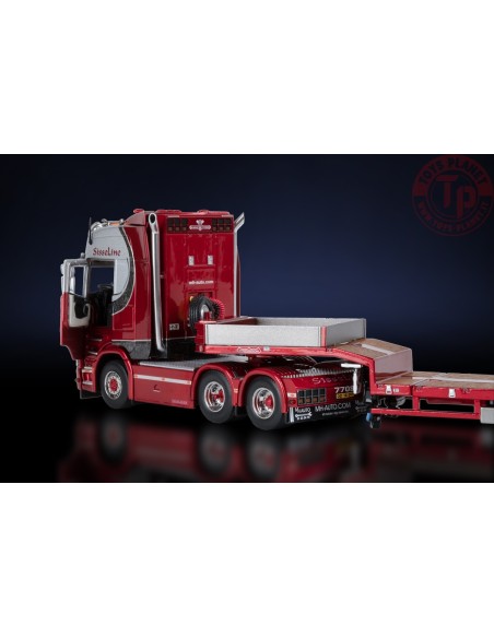 SCANIA S SERIE HIGH ROOF 6X4 WITH NOOTEBOOM MCOS SEMI LOW LOADER 4 AXLE WITH RAMPS HEJNE MØLLER PEDERSEN IMC 32-0216 IMC MODELS