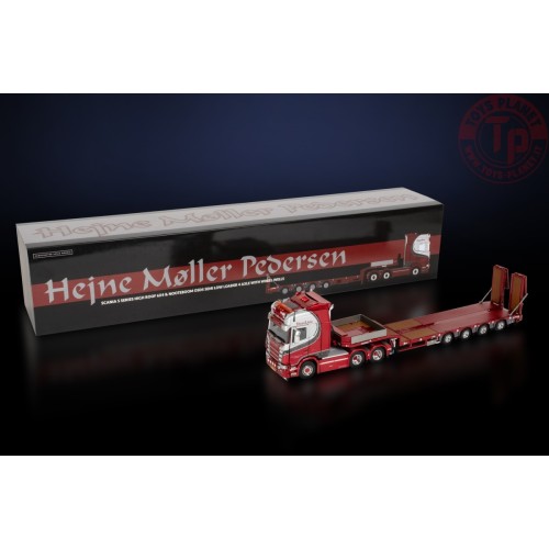 SCANIA S SERIE HIGH ROOF 6X4 WITH NOOTEBOOM MCOS SEMI LOW LOADER 4 AXLE WITH RAMPS HEJNE MØLLER PEDERSEN IMC 32-0216 IMC MODELS