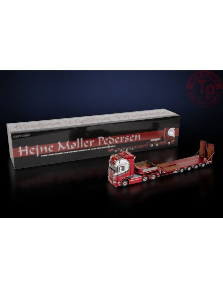 SCANIA S SERIE HIGH ROOF 6X4 WITH NOOTEBOOM MCOS SEMI LOW LOADER 4 AXLE WITH RAMPS HEJNE MØLLER PEDERSEN IMC 32-0216 IMC MODELS