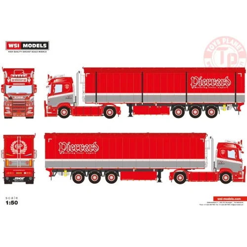 SCANIA R NORMAL CR20N 4X2 VOLUME TRAILER - 3 AXLE PIERRARD WSI 01-4316 WSI MODELS