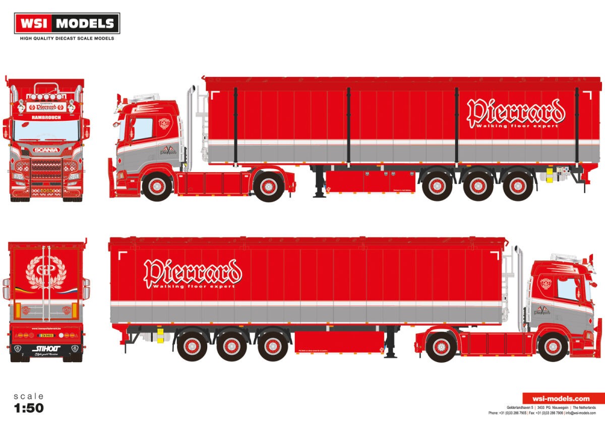WSI 01-4316 SCANIA R NORMAL CR20N 4X2 VOLUME TRAILER - 3 AXLE PIERR