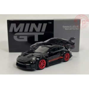 PORSCHE 911 (992) GT3 RS-BLACK WITH PYRO RED 1/64 MGT00681-R Mini Gt