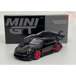PORSCHE 911 (992) GT3 RS-BLACK WITH PYRO RED 1/64 MGT00681-L Mini Gt