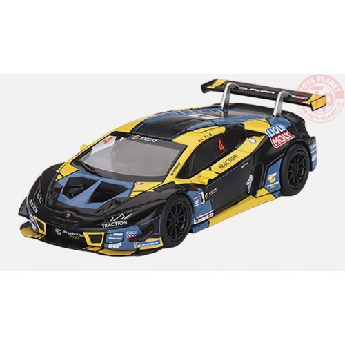 LAMBORGHINI HURACAN GT3 EVO N.4-MACAU GT CUP 2022 MACAU GP-PHANTOM PRO RACING-BLACK/YELLOW 1/64 MGT00645-L MINI GT