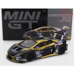 LAMBORGHINI HURACAN GT3 EVO N.4-MACAU GT CUP 2022 MACAU GP-PHANTOM PRO RACING-BLACK/YELLOW 1/64 MGT00645-L Mini Gt