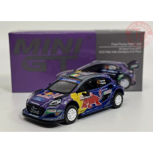 FORD PUMA RALLY1 N.42 M-SPORT FORD WRT 2022 RALLY ITALIA SARDEGNA 2ND PLACE-BLUE/RED/YELLOW/VIOLET 1/64 MGT00627-L Mini Gt