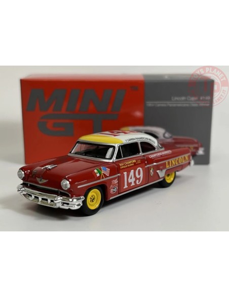 LINCOLN CAPRI N.149 1954 CARRERA PANAMERICANA CLASS WINNER-RED/WHITE/YELLOW 1/64 MGT00611-L MINI GT