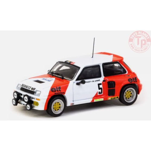 RENAULT 5 TURBO RALLYE DU VAR 1982-A.PROST/J.M ANDRIE-WHITE/RED 1/64 T64-TL060-82RDV05 TARMAC WORKS