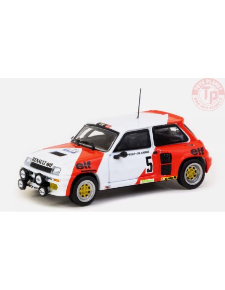 RENAULT 5 TURBO RALLYE DU VAR 1982-A.PROST/J.M ANDRIE-WHITE/RED 1/64 T64-TL060-82RDV05 TARMAC WORKS
