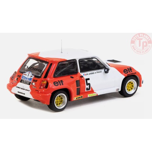 RENAULT 5 TURBO RALLYE DU VAR 1982-A.PROST/J.M ANDRIE-WHITE/RED 1/64 T64-TL060-82RDV05 TARMAC WORKS