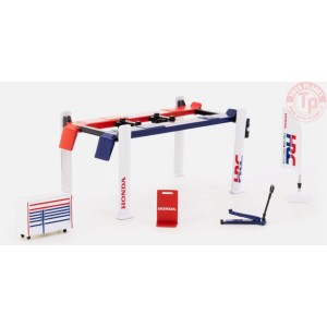 GARAGE TOOLS SET HONDA RACING-WHITE/RED/BLUE 1/64 T64A-TL001-HRC TARMAC WORKS
