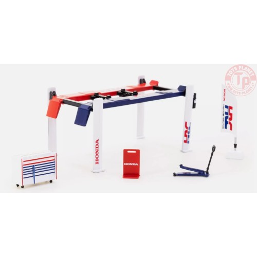 GARAGE TOOLS SET HONDA RACING-WHITE/RED/BLUE 1/64 T64A-TL001-HRC TARMAC WORKS