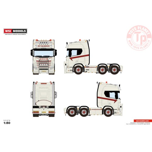 SCANIA R HIGHLINE CR20H 6X2 TWIN STEER VAN MERODE TRANSPORT WSI 01-4512 WSI MODELS
