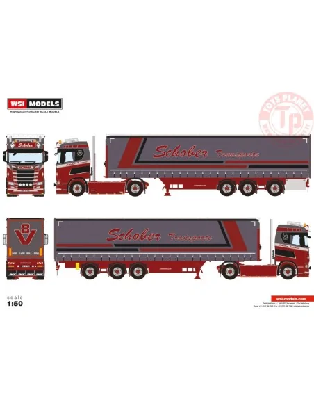 SCANIA S NORMAL CS20N 4X2 CURTAINSIDE TRAILER - 3 AXLE SCHOBER WSI 01-4415 WSI MODELS