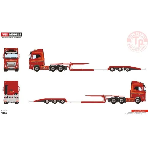 VOLVO FH5 GLOBETROTTER 6X2 TWIN STEER TRUCK TRANSPORTER - 3 AXLE SÆTER AUTO WSI 01-4435 WSI MODELS
