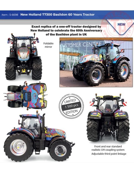 New holland t7.300 Basildon 60 year tractor UH 6698 UNIVERSAL HOBBIES