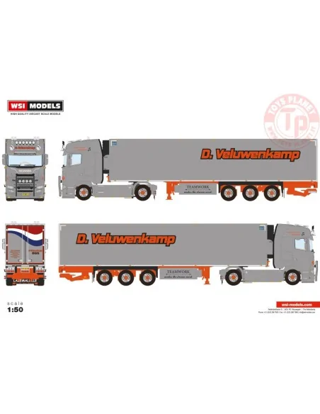 SCANIA S HIGHLINE CS20H 4X2 REEFER TRAILER - 3 AXLE D. VELUWENKAMP INT. TRANSPORT B.V. WSI 01-4309 WSI MODELS