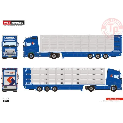 VOLVO FH4 GLOBETROTTER 4X2 LIVE STOCK TRAILER - 3 AXLE GROOT ZEVERT WSI 01-4259 WSI MODELS