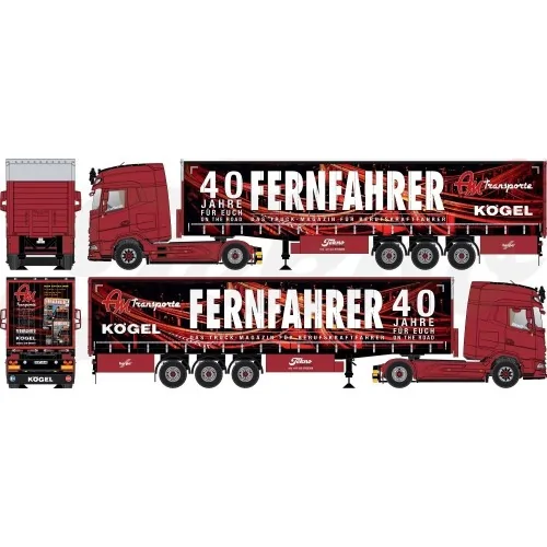 DAF XG+ met 3-assige schuifzeilenoplegger Fernfahrer 40 Jahre TEKNO 86038 TEKNO