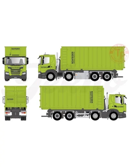 Scania Next Gen G-serie 4-assige motorwagen met haakarmcontainer Schneider TEKNO 85720 TEKNO