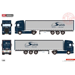 SCANIA S HIGHLINE CS20H 4X2 CURTAINSIDE TRAILER - 3 AXLE Van der Sluis transport WSI 01-4467 WSI MODELS