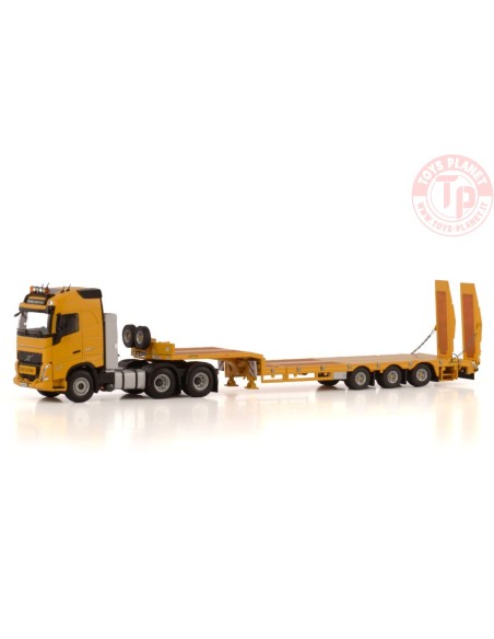 VOLVO FH5 GLOBETROTTER 6X2 TAG AXLE SEMI LOW LOADER WITH RAMPS - 3 AXLE WSI 04-2207 WSI MODELS